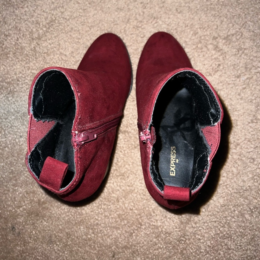 Express Wine Red Suede Booties - image 4